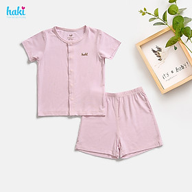 Bộ quần áo sơ sinh cho bé trai - bé gái - cộc tay cài giữa vải tre siêu mềm mịn cao cấp Haki BB001 ( 2,5kg - 15kg)