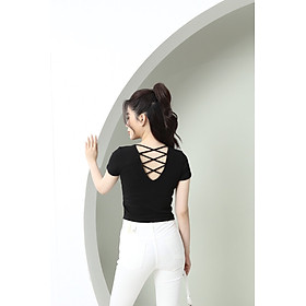 Áo Thun Nữ Croptop Đan Dây Sau, Áo Croptop Nữ Basic Vải Bozip Co Giãn CT Women