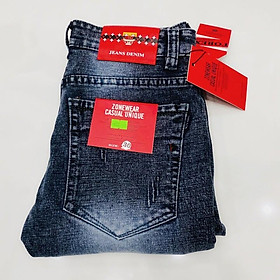 Quần Rin Dài Nam Wash Rách Cá Tính Xám Đen Thời Trang Body Tôn Dáng Quần Jean Denim Co Dãn