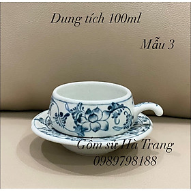 Mua Bộ tách cafe nóng gốm sứ Bát Tràng cao cấp vẽ tay xuất dư hoạ tiết sen dung tích 100ml
