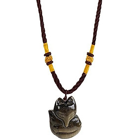 Dây Chuyền Hồ Ly Đá Chalcedony - Mắt Mèo Đen