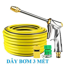 Bộ dây vòi xịt nước rửa xe,tưới cây ,tăng áp 3 lần,loại 3m, 5m 206701-2 đầu đồng,cút,nối vàng+ túi đựng bút
