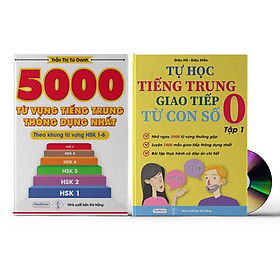 Sách- Combo 2 sách 5000 từ vựng tiếng Trung thông dụng nhất theo khung HSK từ HSK1 đến HSK6+ Tự Học Tiếng Trung Giao Tiếp Từ Con Số 0 Tập 1(Có audio nghe)+DVD tài liệu
