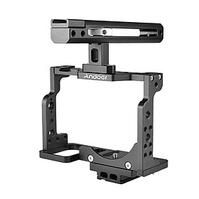 Andoer C15-B Camera Cage + Top Handle Kit Aluminum Alloy with Cold Shoe Mount Compatible with Nikon Z6/Z7 DSLR Camera