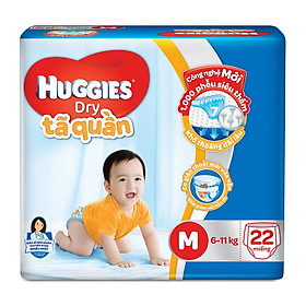 Tã quần Huggies Dry M22 (22 miếng cho bé 6-11kg)