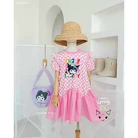 Đầm váy babydoll cho bé gái phong cách hàn quốc mẫu kuromi size 12-40kg chất cotton mềm mịn đẹp