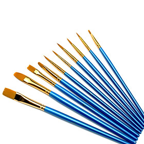 Bộ 10 cây cọ vẽ nét cán gỗ chuyên dụng cho sơn dầu acrylics