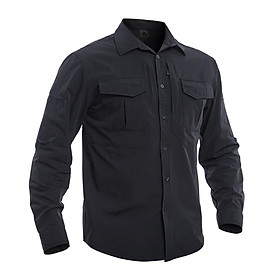 Áo sơ mi chiến thuật co giãn_nhanh khô_dã ngoại_phượt - Đen, Đen