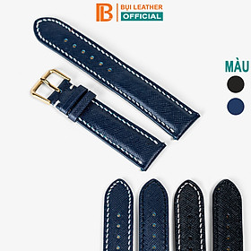 Dây đồng hồ nam da Saffiano Bụi Leather D112 - Da bò thật khâu tay thủ công cao cấp - Bảo Hành 12 tháng