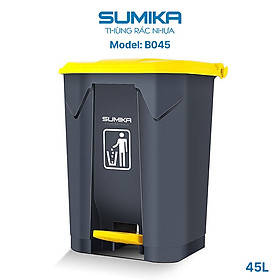 Mua Thùng rác nhựa gia đình SUMIKA B045  dung tích 45L  thùng màu xám  nắp vàng