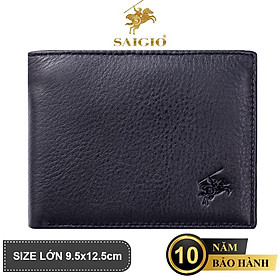 Ví Nam Da Bò NAPA Mềm Mại - Vân Tự Nhiên, Size Lớn, Thiết Kế Cổ Điển, Đơn Giản - Mỏng Nhẹ, Dáng Ngang - Gập 2, Ngăn Đựng Tiền Có Khóa Kéo, Nhiều Ngăn Để Giấy Tờ Tiện Dụng - Hàng Chính Hãng SAIGIO
