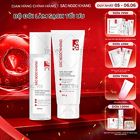 Bộ đôi làm sạch sâu cho da Sắc Ngọc Khang: Nước tẩy trang 145ml + Sữa rửa mặt 100g
