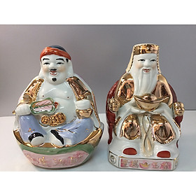 Cặp tượng Thần Tài - Thổ địa ( áo kim sứ Bát Tràng cao cấp) - dành cho ban thần tài