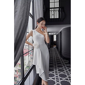 Đầm Dự Tiệc Trắng Lệch Vai Dáng Ôm Đính Hoa Eo Sang Chảnh MD924- MY WAY