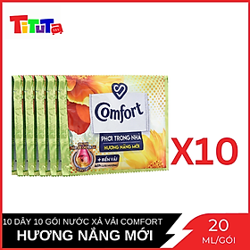 Combo 10 Dây Nước xả vải Comfort Phơi trong nhà Hương nắng mới 20ml dây 10 gói x10