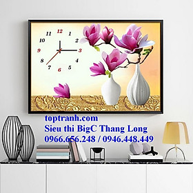 Mua tranh thêu chữ thập đồng hồ hoa mộc lan tím A1164 chưa thêu