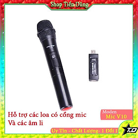 Mua Mic không dây V10 chạy pin AA phổ biến dùng cho loa kéo - micro không dây tương thích các dòng có mic cổng 6.5