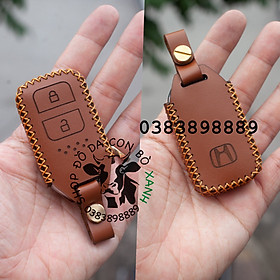 Bao da dành cho chìa khoá Honda City, CRV, CIVIC, ACCORD, CR-V loại smartkey handmade da thật 003