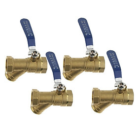 Set of 4 - 1 inch Brass Ball Valve with Drain NPT Female and Female Thread
