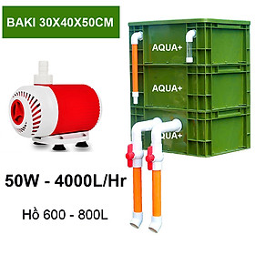 Combo Lọc Thùng Baki Bể Cá 40x30x50cm & Bơm Baoyu BY-105 4000L/H Cho Bể 600-800L (Xanh BĐ)