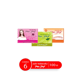Combo 6 Hộp Giấy Thắm Dầu POP-PUF (Màu Ngẫu Nhiên), 100 Tờ/Hộp