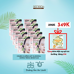 Combo 10 mặt nạ bio-cell dưỡng trắng sense plus + tặng mặt nạ sợi tre dưỡng sáng