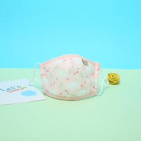 Khẩu trang xô cho bé, khẩu trang cho bé 3D vải xô 5 lớp kháng khuẩn chống bụi, có nút chỉnh quai đeo