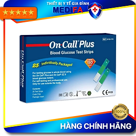 Hộp 25 Que Thử Đường Huyết On Call Plus Có Túi Thiếc Đựng Riêng Từng Test, Chính hãng ACON