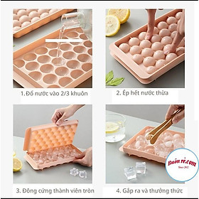 Mua Khay đá bi tròn tủ lạnh 33 viên có nắp đậy  Khuôn làm thạch hoa quả hình bi tròn ngộ nghĩnh -br01349