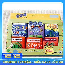 Sách vải - Sách vải set 6 quyển cho các bé sơ sinh từ 0m+ - Loại mới