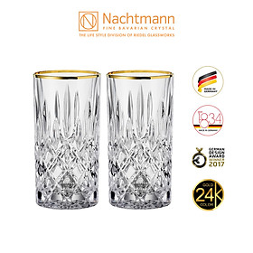 Bộ 2 ly pha lê cao Nachtmann Noblesse viền màu vàng-Hàng chính hãng