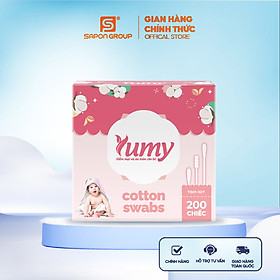 Hộp 160 chiếc tăm bông trẻ em YUMY hộp giấy thân nhựa đầu tròn đầu xoắn (TB11_027)
