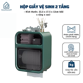 Hộp Đựng Giấy Vệ Sinh 2 Tầng Cao Cấp Hộp Đựng Giấy Vệ Sinh Dán Tường Có Kệ Để Điện Thoại - Hàng Chính Hãng MINIIN
