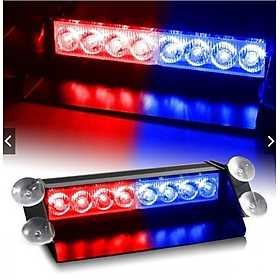 Đèn chớp Police xanh đỏ 12V 8W 8 LED gắn kính cho xe cảnh sát, quân sự, xe ưu tiên.