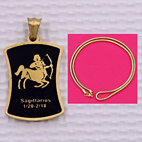 Mặt dây chuyền cung Nhân Mã - Sagittarius inox vàng kèm vòng cổ dây chuyền inox rắn vàng + móc inox vàng, Cung hoàng đạo