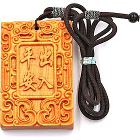 Vòng cổ mặt gỗ ngọc am khắc chữ Xuất Nhập Bình An MG102