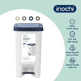 Thùng rác đạp chữ nhật INochi - Hiro 20L (kèm ruột) Thân Trắng kem + Nắp Ghi/ Xanh/ Nâu/ Be