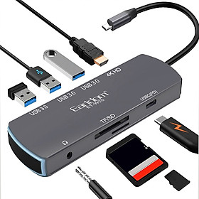 Mua Cáp Chuyển USB Type C to HDMI 4K + 3 USB 3.0 + SD/TF + 3.5MM + USB C  Earldom W20 - Hàng Chính Hãng
