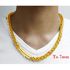 Dây chuyền Nam inox mạ vàng kiểu bông dừa đại 7ly khóa vip đem lại vẻ đẹp sang trọng, đẳng cấp cho người đeo