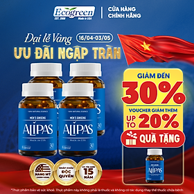 Combo 4 Hộp 30v - Viên Uống Hỗ Trợ Sinh Lý Nam ALIPAS Ecogreen Tăng Cường Testosterone, Chứa Tinh Chất Hàu
