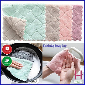 Mua Combo 5 Khăn Lau Bếp Đa Năng 2 Mặt Sợi Bông Mềm Không Trầy Xước { H }