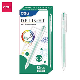 01 Bút bi nước mực gel bấm nhiều màu 0.5mm Deli xinh xắn nhanh khô viết đều trơn tru lâu hết mực chất lượng cao EG118