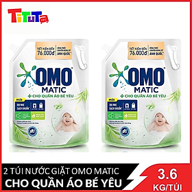 Hình ảnh COMBO 2 Túi Nước Giặt OMO Matic Cho Quần Áo Bé Yêu 3.6kg x2