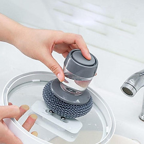 Mua Bàn chải cọ xoong nồi  cọ bếp  cọ rửa bát đĩa có bình đựng xà phòng