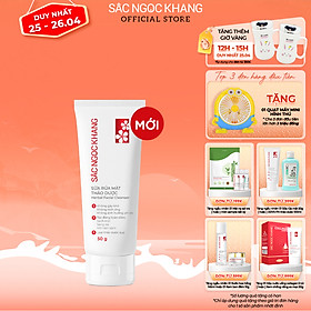 Sữa rửa mặt Sắc Ngọc Khang 50g giúp loại bỏ bụi bẩn và bã nhờn dư thừa, cung cấp các dưỡng chất cho da, giúp da trắng sáng, mịn màng