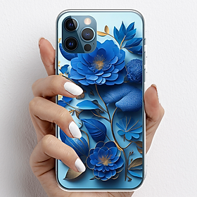Ốp lưng cho iPhone 12 Pro, iPhone 12 Promax nhựa TPU mẫu Hoa xanh dương