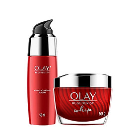 Bộ 2 sản phẩm chống lão hóa hoàn hảo Olay Regenerist Advance Anti Aging: 1 Kem dưỡng ẩm Whips 50g + 1 Serum