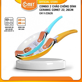 Mua Combo 02 chảo chống dính Ceramic COMET - CH11-22&26 - Màu Ngẫu Nhiên - Hàng Chính Hãng