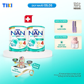 [Tặng Đồ chơi toán học cân bằng] Bộ 2 lon Sữa bột Nestlé NAN OPTIPRO PLUS 4 800g/lon với 5HMO Giúp tiêu hóa tốt + Tăng cường đề kháng - Bé 2-6 tuổi