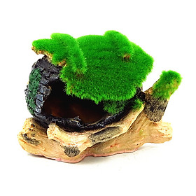 Aquarium Ornament Resin Artificial Moss Flower Pot Shaped DIY Hollow Hides Ornament for Fish Tank Aquarium Landscape